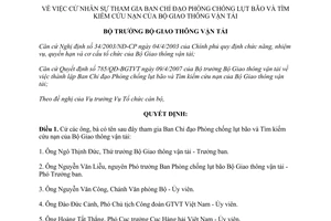 Quyết định 786/QĐ-BGTVT năm 2007 cử nhân sự tham gia Ban Chỉ đạo Phòng chống lụt