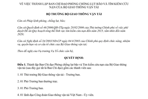 Quyết định 785/QĐ-BGTVT năm 2007 thành lập Ban Chỉ đạo Phòng chống lụt bão