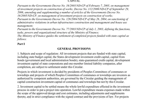 Circular No. 33/2007/TT-BTC of April 09, 2007, guiding the settlement of completed projects funded with state capital.
