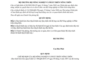 Quyết định 996/QĐ-BNN-VP năm 2007 Quy định chế độ họp