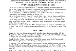 Quyết định 56/2007/QĐ-UBND kiện toàn tổ chức nhân sự Hội đồng Thi đua Khen thưởng thành phố Hội đồng Thi đua Khen thưởng các cấp