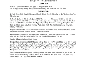 Nghị định 61/2007/NĐ-CP điều chỉnh địa giới hành chính huyện Thanh Sơn để thành lập huyện Tân Sơn, tỉnh Phú Thọ