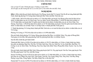 Nghị định 60/2007/NĐ-CP điều chỉnh địa giới hành chính huyện Yên Phong Quế Võ Tiên Du để mở rộng thành phố Bắc Ninh Võ Cường