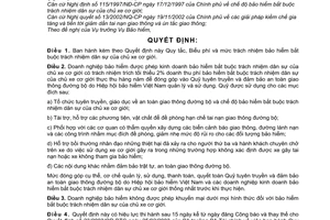 Quyết định 23/2007/QĐ-BTC chế độ bảo hiểm bắt buộc trách nhiệm dân sự chủ xe cơ giới
