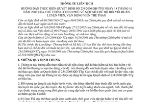 Thông tư liên tịch 34/2007/TTLT-BTC-BLĐTBXH-UBTDTT hướng dẫn Quyết định 234/2006/QĐ-TTg  chế độ huấn luyện viên vận động viên thể thao
