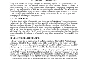 Thông báo 68/TB-VPCP kết luận Thủ tướng Chính phủ Nguyễn Tấn Dũng làm việc lãnh đạo tỉnh Kon Tum