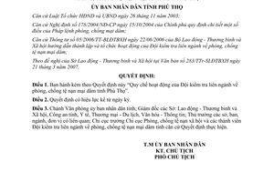 Quyết định 792/QĐ-UBND 2007 Quy chế hoạt động Đội kiểm tra liên ngành phòng chống tệ nạn mại dâm Phú Thọ