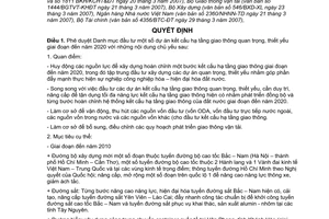 Quyết định 412/QĐ-TTg về Danh mục đầu tư dự án kết cấu hạ tầng giao thông quan trọng, thiết yếu giai đoạn đến năm 2020