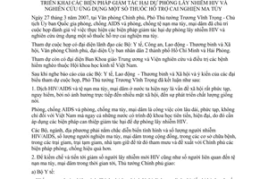 Thông báo 72/TB-VPCP ý kiến Phó Thủ tướng Trương Vĩnh Trọng biện pháp giảm tác hại dự phòng lây nhiễm HIV thuốc cai nghiện ma túy