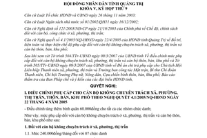 Nghị quyết 05/2007/NQ-HNND mức phụ cấp cán bộ không chuyên trách Quảng Trị