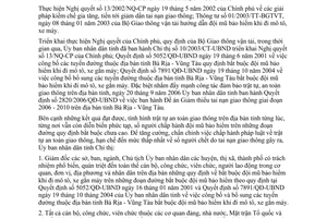 Chỉ thị 10/2007/CT-UBND thực hiện đội mũ bảo hiểm khi đi môtô xe gắn máy Bà Rịa