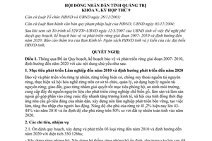Nghị quyết 03/2007/NQ-HĐND quy hoạch bảo vệ phát triển rừng đến năm 2010 Quảng Trị