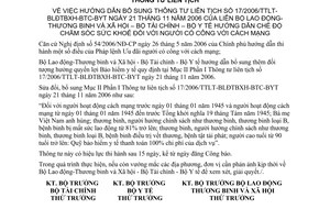 Thông tư liên tịch 06/2007/TTLT-BLĐTBXH-BTC-BYT chế độ chăm sóc sức khoẻ đối với người có công với cách mạng