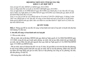 Nghị quyết 06/2007/NQ-HĐND thông qua Đề án sửa đổi, bổ sung phí và lệ phí