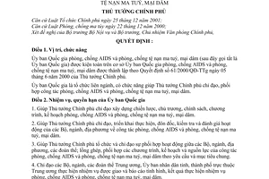 Quyết định 50/2007/QĐ-TTg kiện toàn Ủy ban Quốc gia phòng chống AIDS tệ nạn ma tuý, mại dâm