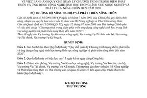 Quyết định 27/2007/QĐ-BNN Quy chế quản lý Chương trình trọng điểm phát triển ứng dụng công nghệ sinh học lĩnh vực NNPTNT đến năm 2020