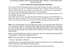 Quyết định 61/2007/QĐ-UBND thành lập Bệnh viện huyện Nhà Bè thuộc Ủy ban nhân dân huyện Nhà Bè