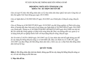 Nghị quyết 07/2007/NQ-HĐND xây dựng hệ thống khuyến nông cơ sở Đắk Lắk