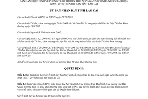 Quyết định 15/2007/QĐ-UBND thi đua thu nộp ngân sách nhà nước 2007 2010 Lào Cai
