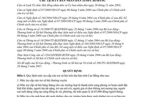 Quyết định 603/QĐ-UBND mức trợ cấp cứu trợ xã hội