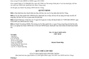 Quyết định 12/2007/QĐ-UBND Quy chế làm việc Uỷ ban nhân dân Sóc Trăng