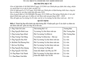 Quyết định 1416/QĐ-BYT thành lập Ban điều hành cập nhật hướng dẫn Chuẩn quốc gia dịch vụ chăm sóc sức khoẻ sinh sản