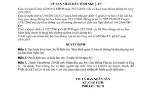 Quyết định 33/2007/QĐ-UBND quản lý, bảo trì đường bộ