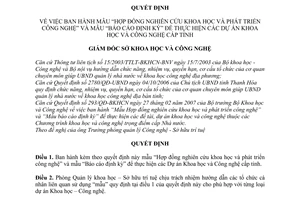 Quyết định 43/QĐ-SKHCN mẫu Hợp đồng nghiên cứu khoa học và phát triển