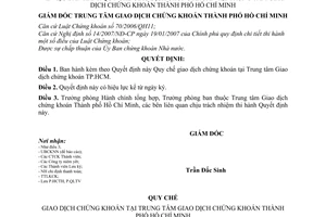 Quyết định 25/QĐ-TTGDHCM Quy chế giao dịch chứng khoán Trung tâm Giao dịch chứng khoán Thành phố Hồ Chí Minh