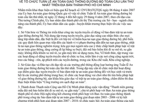Chỉ Thị 11/2007/CT-UBND tổ chức tuần lễ an toàn giao thông đường bộ toàn cầu lần thứ nhất địa bàn Hồ Chí Minh