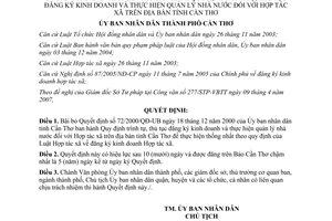 Quyết định 15/2007/QĐ-UBND bãi bỏ Quyết định quản lý Hợp tác xã Cần Thơ