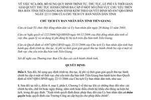 Quyết định 1491/QĐ-UBND năm 2007 giải quyết thủ tục hành chính Tiền Giang