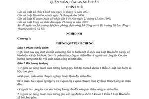 Nghị định 68/2007/NĐ-CP  bảo hiểm xã bội bắt buộc quân nhân, công an người làm công tác cơ yếu hường dẫn luật bảo hiểm xã hội