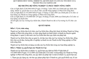 Quyết định 29/2007/QĐ-BNN chức năng nhiệm vụ quyền hạn cơ cấu tổ chức Thanh tra Cục Kiểm lâm