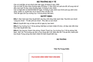 Quyết định 1467/QĐ-BYT quy chế công nhận danh hiệu Gia đình Làng Tổ dân phố khu dân cư sức khỏe