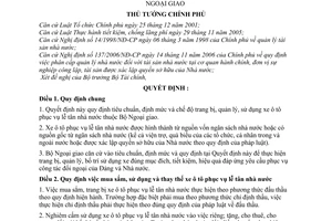 Quyết định 54/2007/QĐ-TTg quản lý sử dụng xe ô tô phục vụ lễ tân Nhà nước thuộc Bộ Ngoại giao