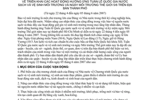 Chỉ thị 12/2007/CT-UBND triển khai hoạt động hưởng ứng Tuần lễ Quốc gia nước sạch vệ sinh môi trường ngày Môi trường Thế giới 5/6 địa bàn Hồ Chí Minh