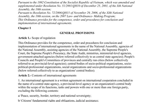 Ordinance No. 33/2007/PL-UBTVQH11 of April 20, 2007, on conclusion and implementation of international agreements.