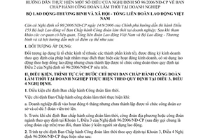 Thông tư liên tịch 01/2007/TTLT-TLĐLĐVN-BLĐTBXH ban chấp hành công đoàn lâm thời doanh nghiệp hướng dẫn Nghị định 96/2006/NĐ-CP