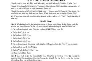 Quyết định 1004/2007/QĐ-UBND xếp loại đường bộ để xác định cước vận tải năm 2007