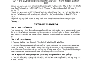 Pháp lệnh bảo vệ công trình quan trọng liên quan đến an ninh quốc gia 2007 32/2007/PL-UBTVQH11