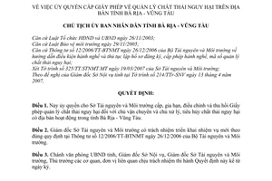 Quyết định 1490/QĐ-UBND ủy quyền cấp giấy phép quản lý chất thải nguy hại