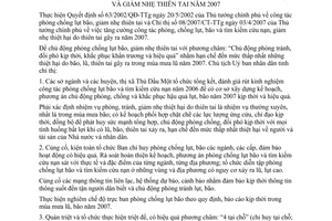 Chỉ thị 13/CT-UBND phòng chống lụt bão tìm kiếm cứu nạn giảm nhẹ thiên tai 2007 Bình Dương