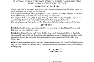 Quyết định 523/2007/QĐ-BTS Quy chế hoạt động Ban Chỉ đạo Chương trình Phát triển bền vững ngành thuỷ sản