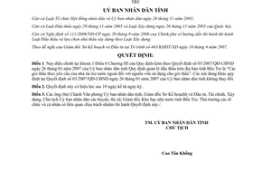 Quyết đinh15/2007/QĐ-UBND điều chỉnh 03/2007/QĐ-UBND Quy định quản lý đấu thầu Bến Tre