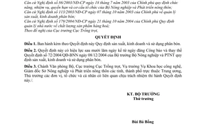 Quyết định 36/2007/QĐ-BNN Quy định sản xuất, kinh doanh sử dụng phân bón