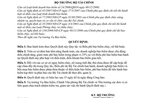 Quyết định 28/2007/QĐ-BTC Quy tắc Biểu phí bảo hiểm cháy, nổ bắt buộc