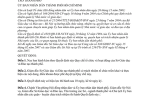 Quyết định 64/2007/QĐ-UBND Quy chế tổ chức hoạt động Sở Giáo dục Đào tạo thành phố