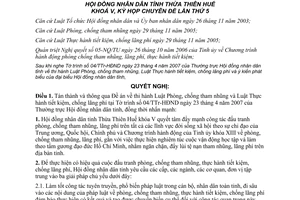 Nghị quyết 5c/2007/NQ-HĐND thi hành Luật thực hành tiết kiệm phòng chống tham nhũng Thừa Thiên Huế