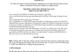 Nghị quyết 80/2007/NQ-HĐND sửa đổi Quy định quản lý phí, lệ phí